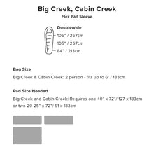 Load image into Gallery viewer, Big Agnes Cabin Creek -9degC (Fireline Eco) 102cm Double Wide Sleeping System